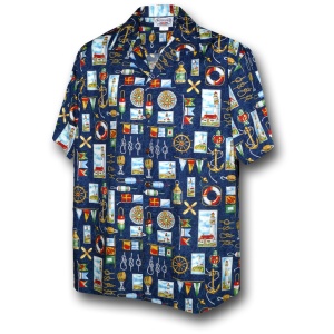 Pacific Legend Modrá havajská košile s námořním motivem Velikost: L - Supergrily.cz