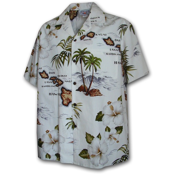 Pacific Legend Havajská košile s motivem ostrovu a ibišku Velikost: XL - Supergrily.cz
