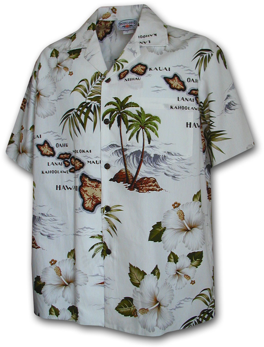 Pacific Legend Havajská košile s motivem ostrovu a ibišku Velikost: L - Supergrily.cz