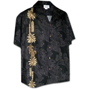 Pacific Legend Černá havajská košile s ostrovním motivem Velikost: L - Supergrily.cz