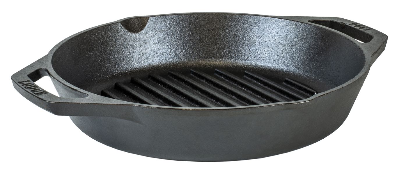 Grilovací litinová pánev Lodge 26 cm se dvěma madly - Supergrily.cz