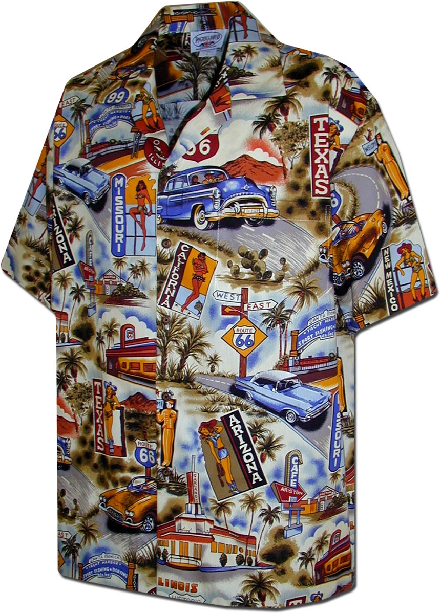 Pacific Legend Písková havajská košile s motivem Route 66 Velikost: XL - Supergrily.cz
