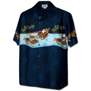 Pacific Legend Modrá havajská košile s motivem Santy na saních Velikost: XXL - Supergrily.cz