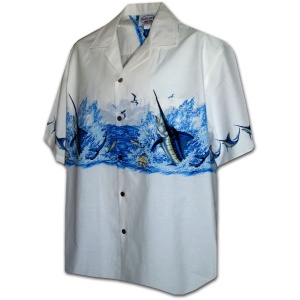 Pacific Legend Bílá havajská košile s motivem mečouna Velikost: XXL - Supergrily.cz