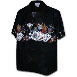 Pacific Legend Černá havajská košile s motivem hazardních her Velikost: L