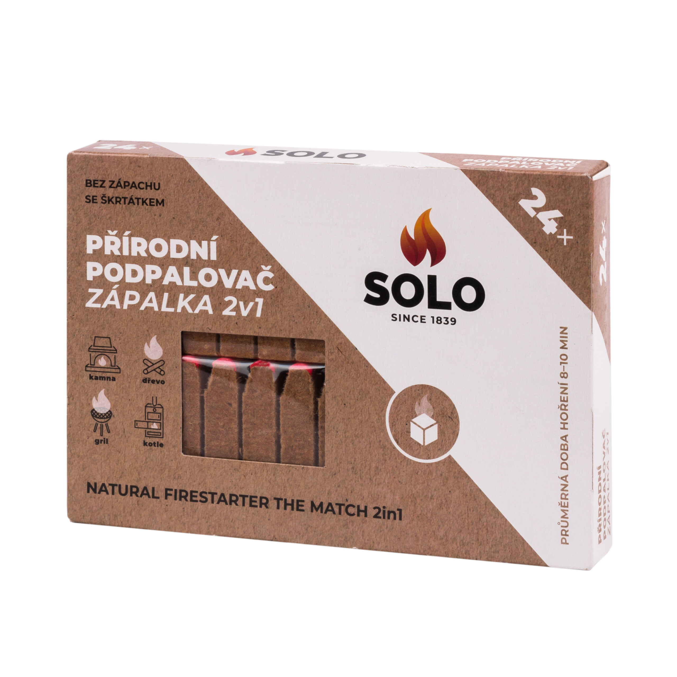 SOLO podpalovač přírodní ZÁPALKA 2v1 24 ks - Supergrily.cz